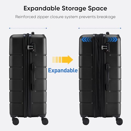 Image of OLIXIS 20 Inch Carry-On Luggage, Hardside Suitcase with Spinner Wheels, Lightweight ABS Hard Shell Travel Luggage, TSA Approved Lock, Expandable Small Suitcase for Business & Travel-Black