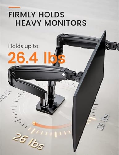 Image of ErGear Dual Monitor Desk Mount up to 40 inches Screens, Max 26.4lbs Capacity Each, Heavy Duty Ultrawide Monitor Arm with USB Ports, Height Adjustable Monitor Stand, VESA 75x75mm or 100x100mm, Black