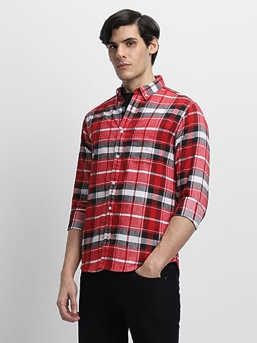 Image of Dennis Lingo Men's Cotton Checke Regular Fit Shirt