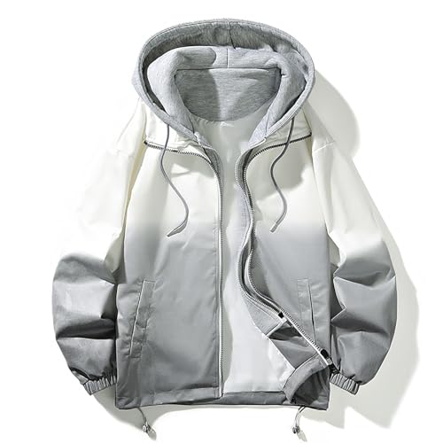 Hoodies for Men Zip up Long Sleeve Hooded Sweatshirt Trendy Gradient Loose Coat Fall Winter Casual Jacket with Pocket2
