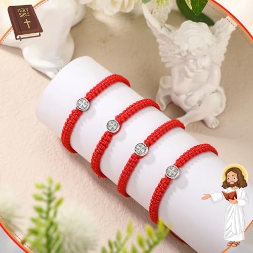 20 Pcs Catholic Bracelet Saints Benedict Medal Bracelet Adjustable String Religious Gift for Men Women4