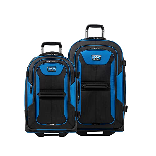 Travelpro Unisex-Adult Bold Softside Expandable Rollaboard Upright Luggage (Blue/Black, 2-Piece Set (22/28))