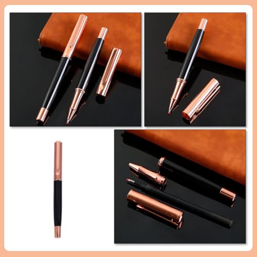 Bolígrafo metálico SEWACC color oro rosa tinta gel 5mm miniatura 3