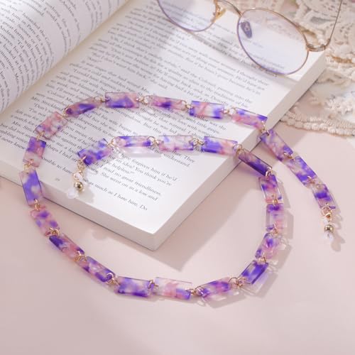 Image of kkjoy Acrylic Glasses Chain Colourful Squares Beach Holidays Sunglasses Holder Strap Eyeglass Lanyards for Women Men