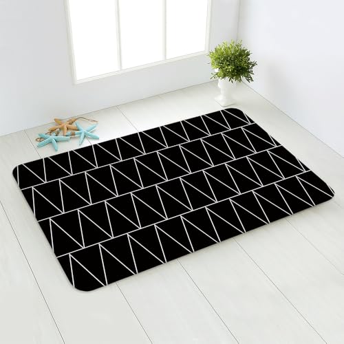 Fußmatte Minimalismus Schwarz Dreieck Fussmatte Aussen Innen Polyester Fußmatte Außen Teppich Wohnzimmer Schmutzfangmatte rutschfest Fußabtreter Verdicken Outdoor Teppich Waschbar Türmatte 150x200cm