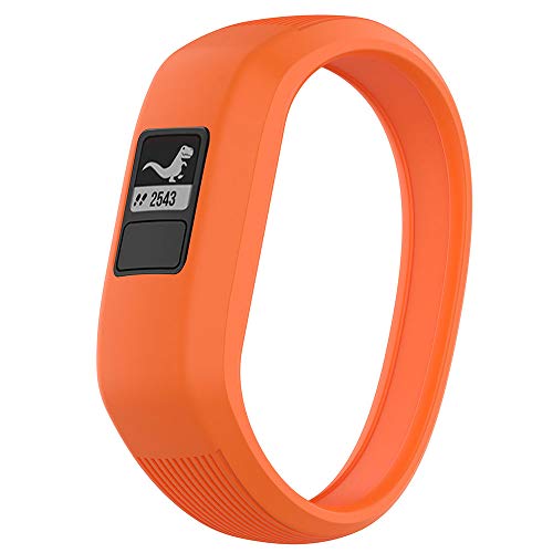 KikiLuna Compatible with Garmin Vivofit Jr Bands,Vivofit Jr 2/3 Bands, Silicon Stretchy Replacement Watch Bands Smartwatch Accessories Watch Strap for Kids Boys Girls (Orange, Large)