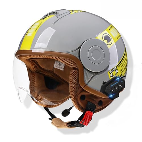 Casco de moto abierto con bluetooth integrado y diseño ligero para turismo en ciclomotor 1