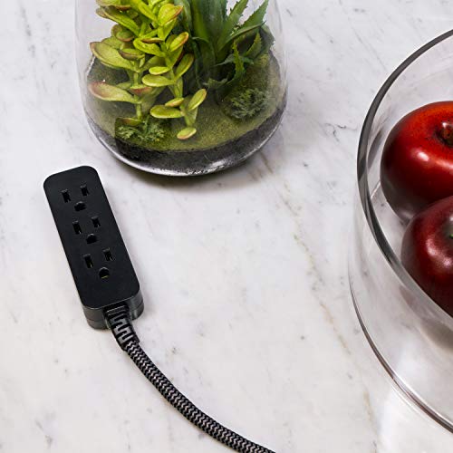 Cordinate 3 Outlet Power Strip Indoor Extension Cord 16 Gauge 10 Ft 3 Prong Braided Extension Cords Flat Extension Cord ETL Listed Black 42024 by Cordinate - Image 6