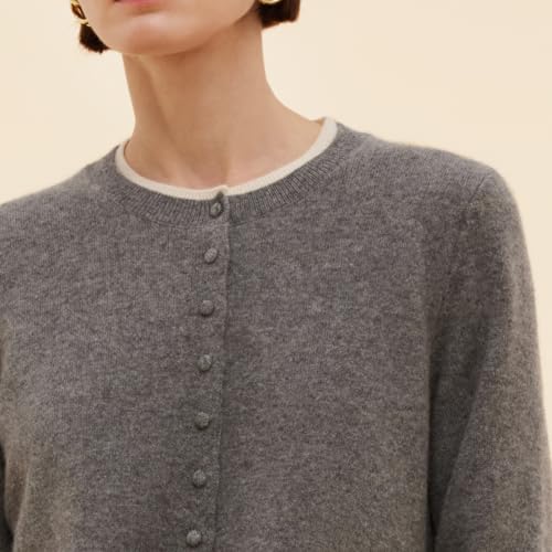Image of GOELIA Pure Cashmere Wool Cardigans Womens Sweaters Trendy Long Sleeve Button Down Cozy Loose Fit Knit Going Out Tops
