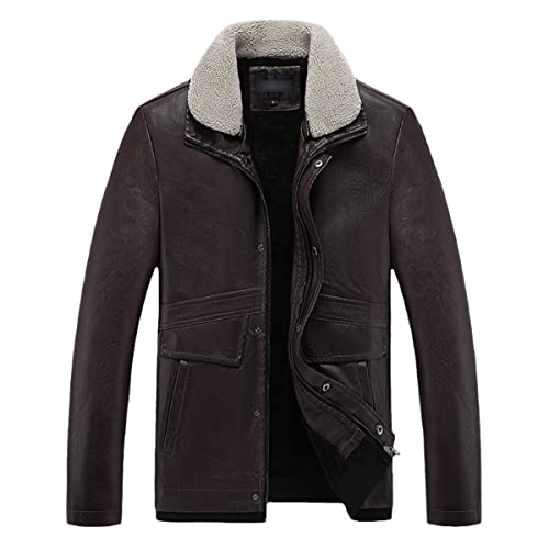 Chaqueta de invierno de los hombres con forro polar grueso marrón XL
