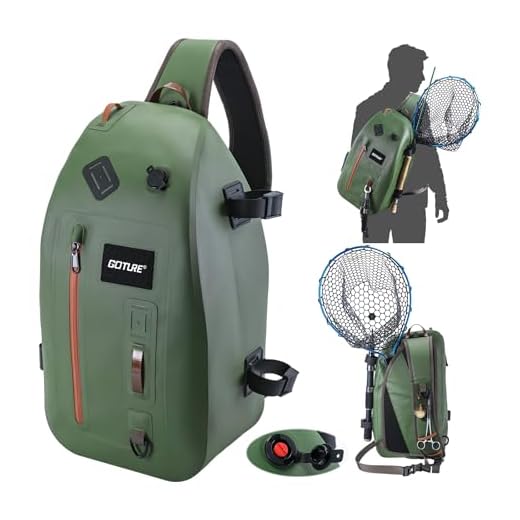 Best day sling pack to hold water bottle and umbrella Goture Waterproof Fly Fishing Sling Pack