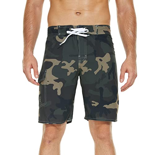 Short de bain court homme en polyester léger avec cordon réglable pour la natation