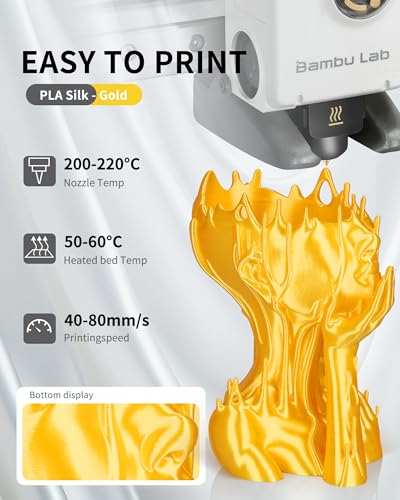 Image of LANDU Silk PLA Filament 1.75mm Silver 1KG, 3D Printer Filament Dimensional Accuracy + /- 0.02mm, 1kg Cardboard Spool(2.2lbs), Neatly Wound 3D Printing Filament Fits for Most FFF 3D Printers, Silver