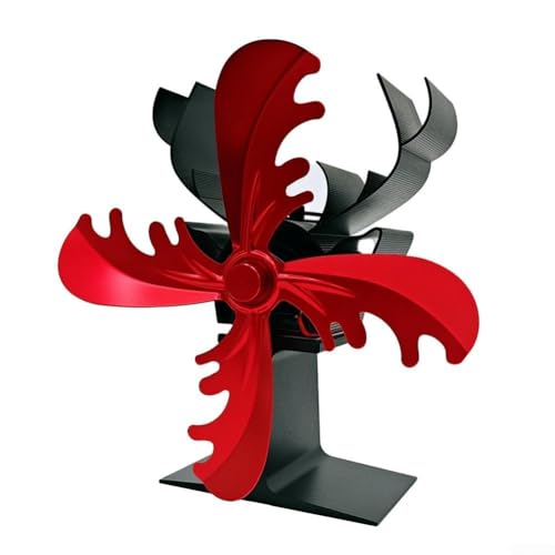 Ventilador de estufa de leña con diseño de reno para chimenea, ventilador de quemador de troncos alimentado por calor, funcionamiento silencioso, mejora la eficiencia de calefacción (rojo) Ventilador de estufa de leña con diseño de reno para chimenea, ventilador de quemador de troncos alimentado por calor, funcionamiento silencioso, mejora la eficiencia de calefacción (rojo)