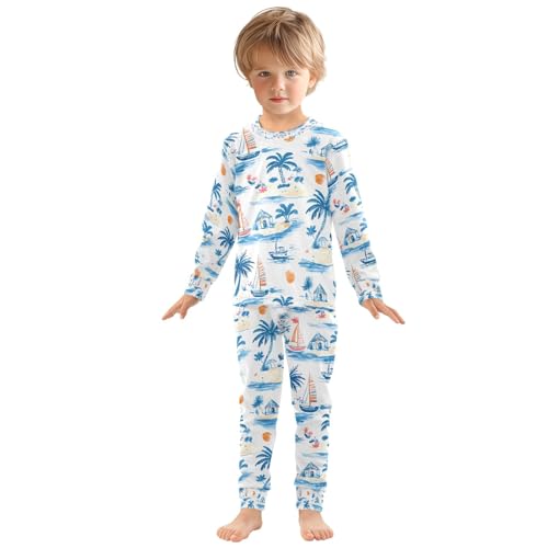 senya Palm Trees Island Pajamas Set Long Sleeve Soft Cotton Sleepwear 2 Piece3