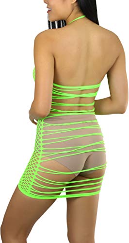 Image of ToBeInStyle Women's Stretch See Through Fishnet Novelty Mini Rave Party Dress