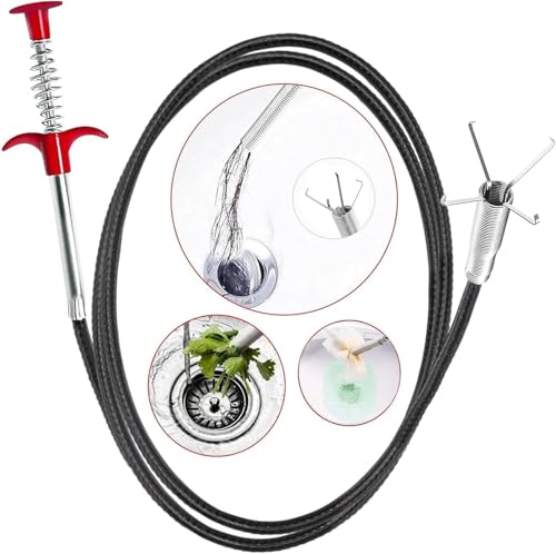 Ehigta Drain Snake 61Inch, Unclog Drain Tool for Bathroom