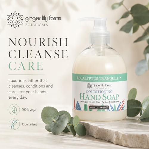 Image of Ginger Lily Farms Botanicals Conditioning Liquid Hand Soap Refill, 100% Vegan & Cruelty-Free, Eucalyptus Tranquility, 16.9 Fl Oz
