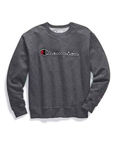 Champion Mens Powerblend Fleece Crew, S, Oxford Grey