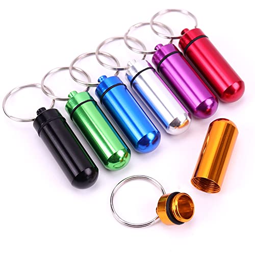Mini pastilleros portátiles de 7 piezas Botella de pastillas de aleación de aluminio a prueba de agua 7 colores en 7 días Soporte para pastillas Llavero Recipiente para pastillas Cover