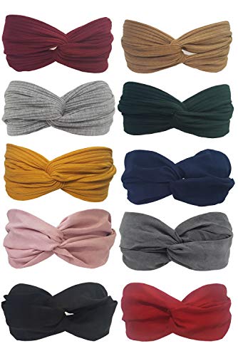 Ergonflow 10 Pack Headbands for Women Boho Bands Twisted Headband Criss Cross Head Wraps Bows Hair Accessories for Women and Girls