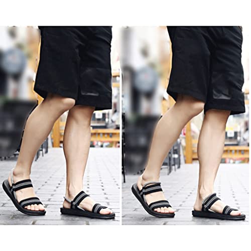 Men's Sandals Light Elastic Band Beach Footwear Unisex Couple Shoes Casual Non-Slip Home Sandals Men(Gray,44 Code)2