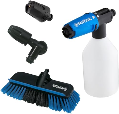 Nilfisk Kit de Limpieza de Coches - Pulverizador de Espuma Super Foam + Brush + Boquilla de Coches + Boquilla para el Chasis Bajo - Accesorio Original para Hidrolimpiadoras