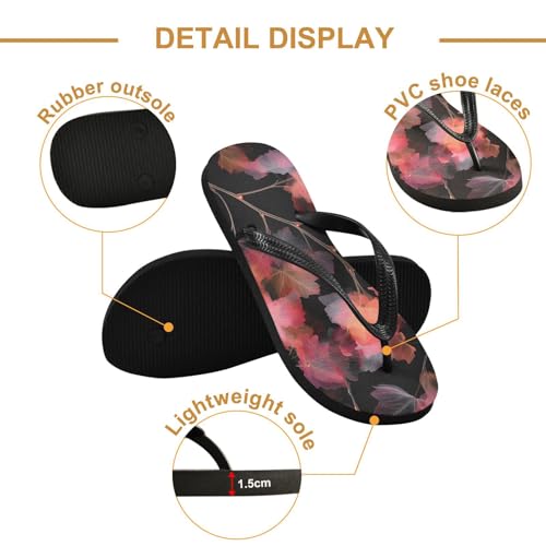 Flip Flop Sandals Surreal Leaf Print for Women Men Beach Outdoor XS3