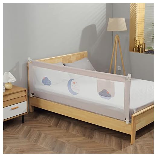 Baby Vivo Barrera de cama Regulable en Altura 200 x 65 cm - portatil y extensible hasta 87 cm - seguridad anticaídas niños - Protección contra caídas para la cama infantil - Gris