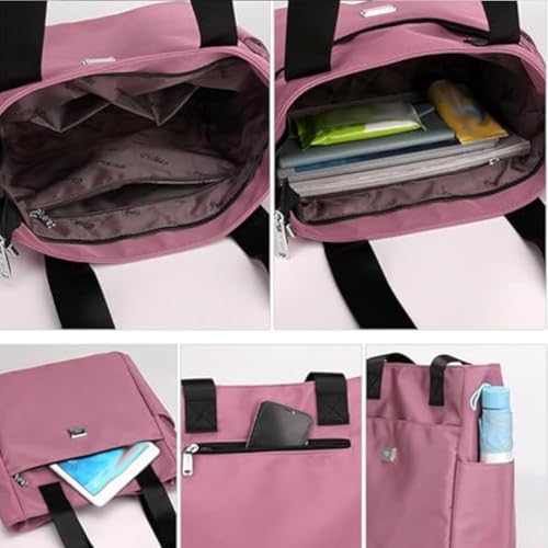 Large Capacity Water Repellent Multi Pocket Nylon Shoulder Bag, Women Tote Purse Zipper Nylon Handbag4
