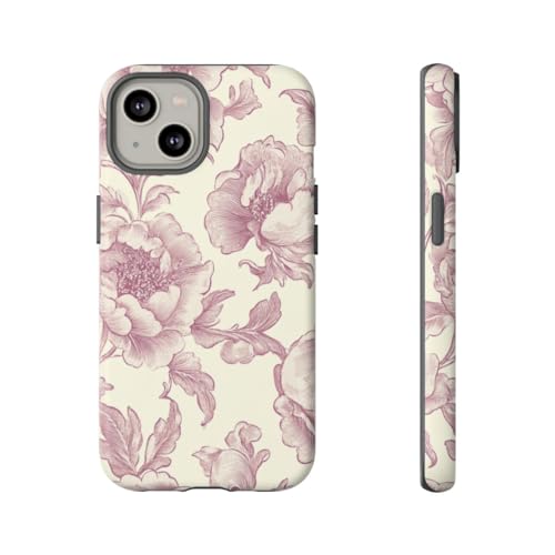 Coque iPhone 14 rigide mate bordeaux évite rayures motif floral