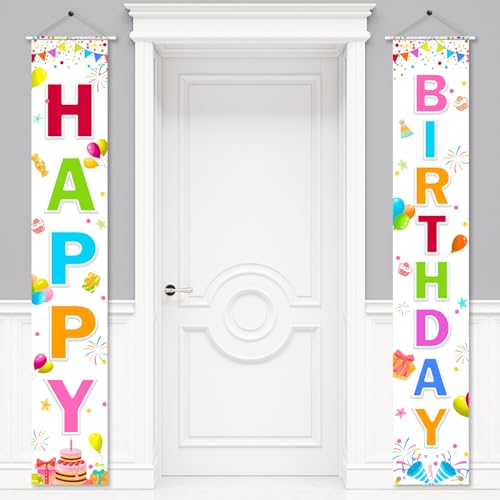 Image of Birthday Decorations Banner, Happy Birthday Door Sign for Men Women Boys Girls Ideal Birthday Decorations Party Supplies Outdoor Indoor 72 x 12 Inch
