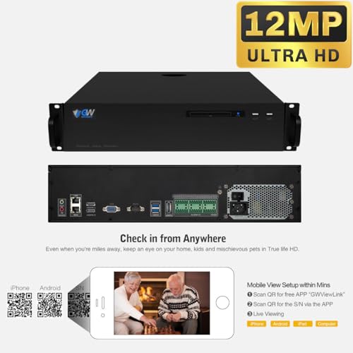 Image of GW Security 64 Channel 12MP 4K @30FPS Face Recognition License Plate Detection PoE AI Security Camera System with 32 x 12MP (4512x2512P) IP Color Night Vision Waterproof Microphone Smart Dome Cameras