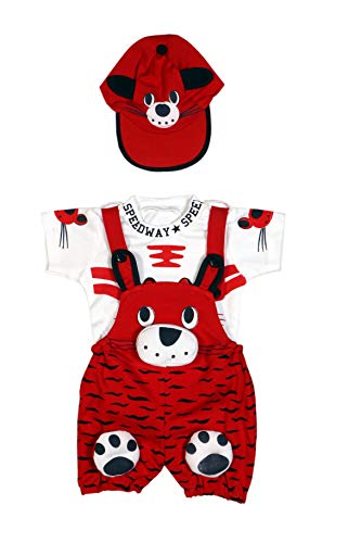 Image of Baby Boy's And Baby Girl's Dungaree Set /Romper Set with T-Shirt And Cap