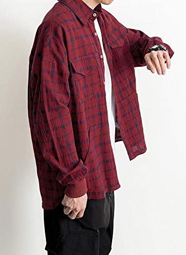 [ジンニュウ] メンズ シャツ カジュアルシャツ チェック柄シャツ 春 大きいサイズ 開襟シャツ ゆったり おしゃれ 開襟シャツ シ 開襟シャツ メンズ オープンカラー シャツ ビッグシルエット ワイド 長袖 ドライタッチ チェック柄 セットアップ可能 送料無料 通販M3