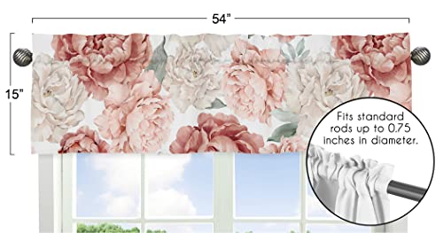 Image of Sweet Jojo Designs Blush Pink Boho Shabby Chic Floral Girl Window Valance Curtain Treatment Baby Nursery Kids Room Kitchen Bathroom Bedroom Off White Bohemian Vintage Garden Watercolor Flower Elegant