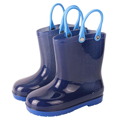 Zapatos para niñas y niños pequeños de PVC para lluvia 7 con luz y suela antis, Blue, 4-5 años