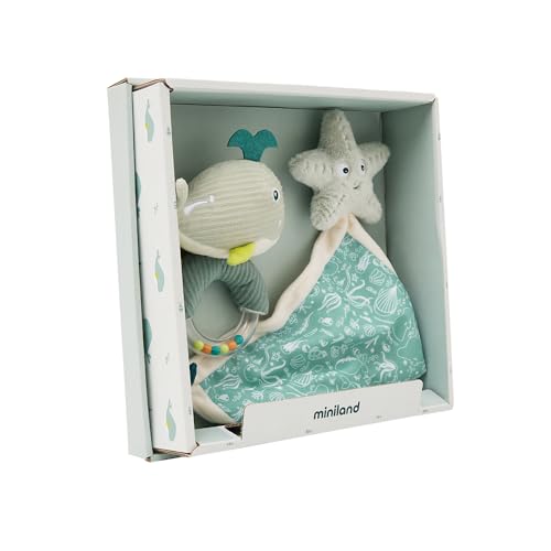 Miniland – Coffret cadeau pour bébé : hochet + doudou,...