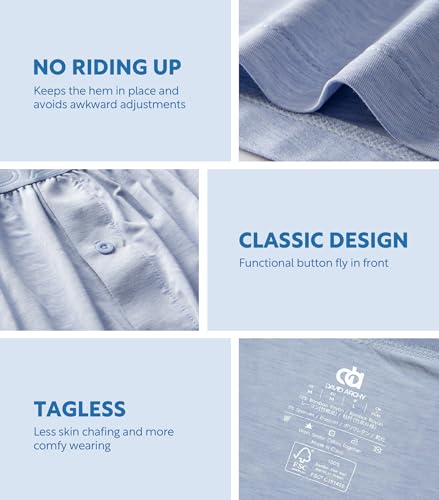 Image of DAVID ARCHY Mens Boxers Soft Rayon Made from Bamboo Boxers for Men Pack Loose Underwear Cooling Mens Boxer Shorts