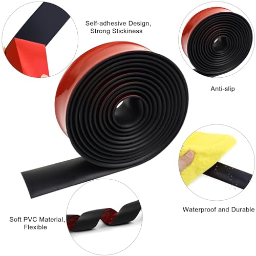 5cm×3m Übergangsprofil Selbstklebend Vinyl Übergangsschiene, Bodenleiste Fußböden Abdeckleisten Holzmaserung Abdeckleisten für Fußböden (Schwarz)