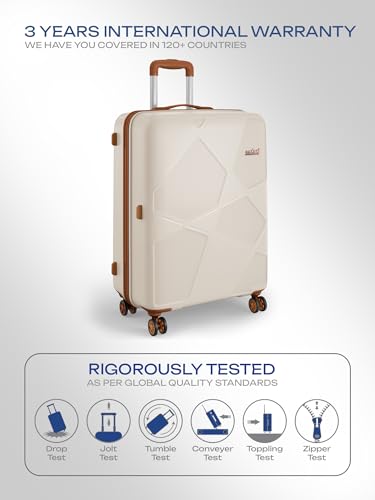 Image of Safari Pentagon Pro 8 Wheels 75cm Large Size Trolley Bag, Hard Case Polypropylene, 360º Wheeling Check in Luggage, Suitcase for Travel, Trolley Bags for Travel, Luxury Beige