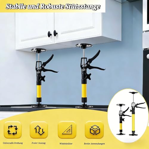 AmoreTempo 2 Stück Deckenstütze Montagestütze Einhandstütze Teleskopstützen Höhenverstellbar 30-59cm Türspanner Teleskopstange 40kg Tragkraft Zargenspanner Für Schrankmontage, Türzargen Montagehilfe