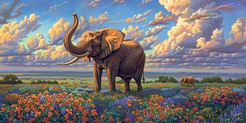 Diamond Painting Éléphant 5D DIY broderie kit cristal pour décoration murale 30x60cm