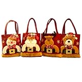 Ligeinsrk Bolsas de muñecas 4pcs Santa, muñeco de Nieve, Ciervo, muñeca de Oso muñeca Bolsas de Navidad con Mango Bolso de Regalos para Naves de decoración de Favores de Fiestas