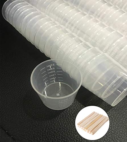 100 vasos plásticos medidores transparentes 30 ml miniatura 1