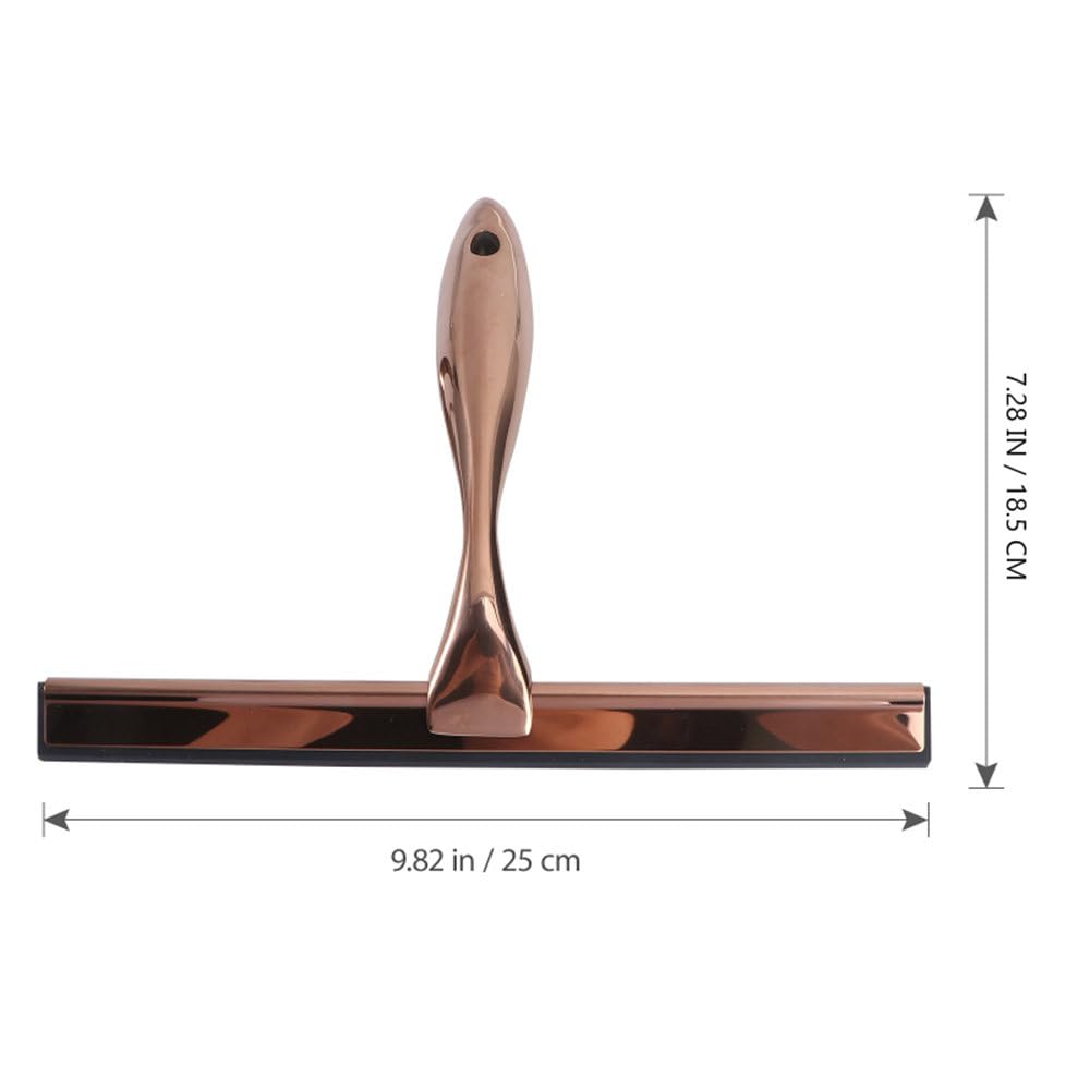 Raspador de Ventanas de Acero Inoxidable, limpiacristales de Silicona para el hogar, baño, espátula, Limpiador de Espejos para Coche, limpiacristales de 10 Pulgadas, Oro Rosa, 10 Pulgadas