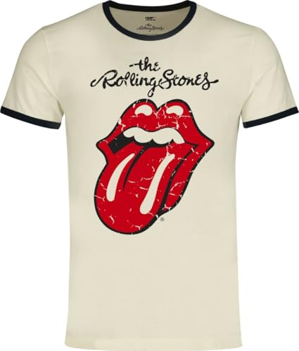 The Rolling Stones Red Tongue Unisexe T-Shirt Ringer Blanc cassé XL