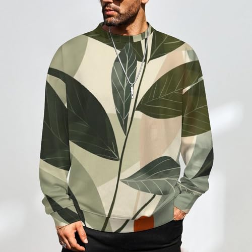 Mens Crewneck Sweater Abstract Plant Geometric Art Crew Neck Sweater for Men Casual Party Holiday Pullover2