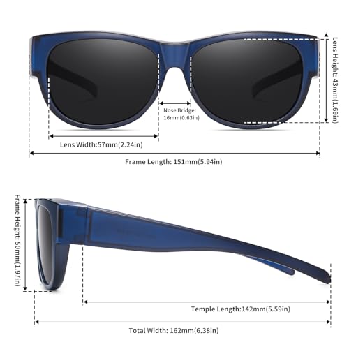 Image of GEGURI Polarized Sunglasses Fit Over Glasses for Men Women, Oversized Square Sun Glasses UV400 Protection Shades