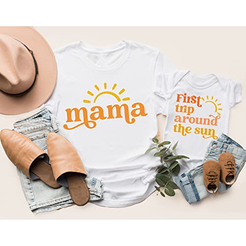 First Trip Around The Sun Birthday Shirt, Space Theme One Birthday Baby Infant Toddler T-Shirt, Boy Girl 1st Birthday Shirts Family Matching Outfits2